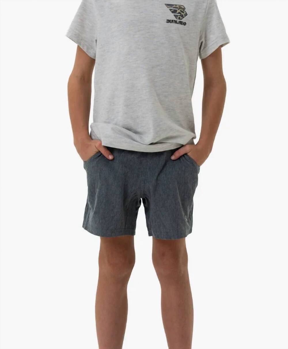 NEW BURLEBO youth grizzly liner athletic short in grey with deer camo